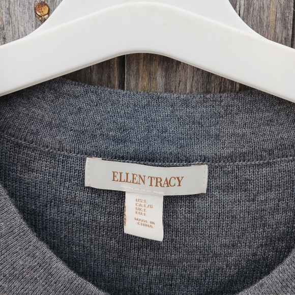 Ellen Tracy Womens Size L Gray Long Cardigan Merino Wool Blend Toggle Buttons - Picture 4 of 5